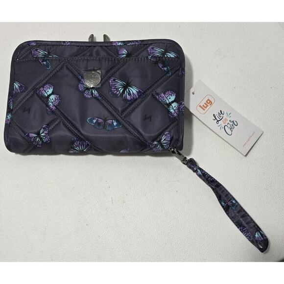 Lug Large Continental Wallet Zeppelin Butterfy Grey Print NWT - Picture 2 of 7